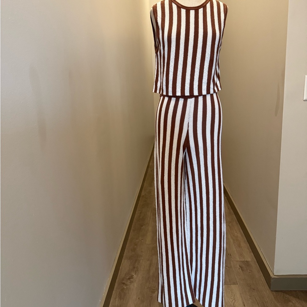 Zara Striped Brown and White Women's Two Piece